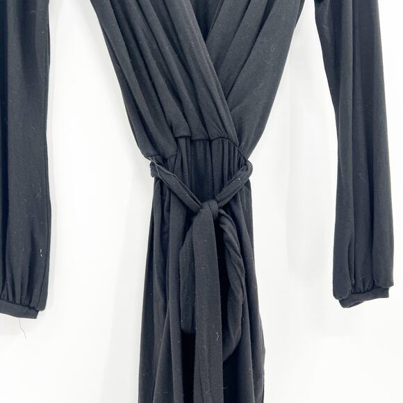 Michael‎ Stars Women's Black Long Sleeve Midi Wrap Dress Size L - Picture 4 of 6